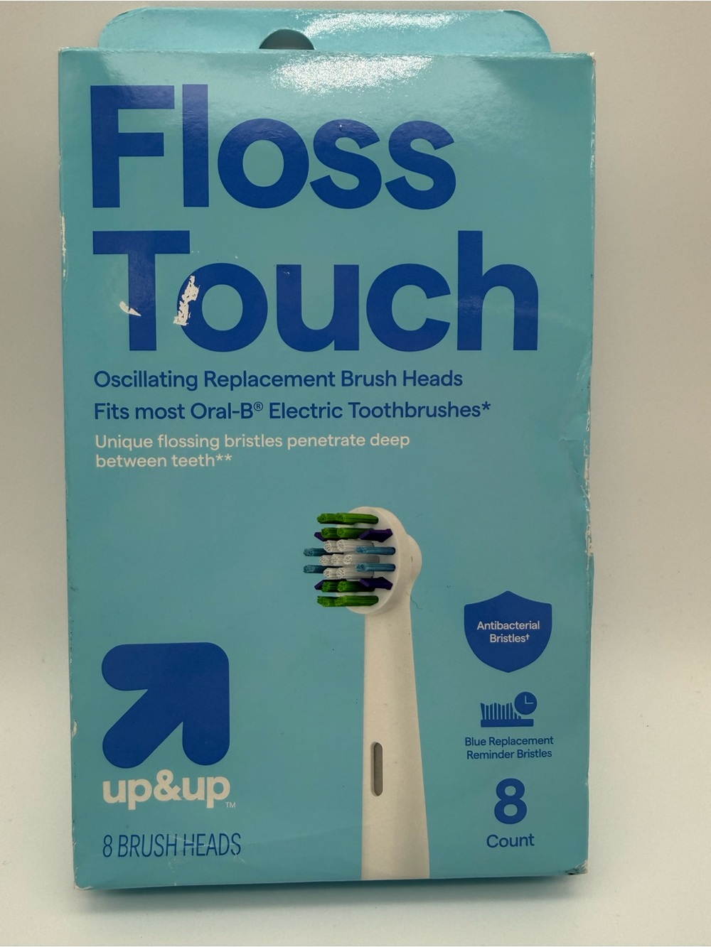 Up& Up Replacement Electric Toothbrush Heads with Blue & Green Bristles 8 count